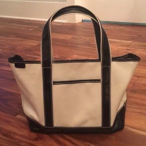 Lands End black & white canvas tote